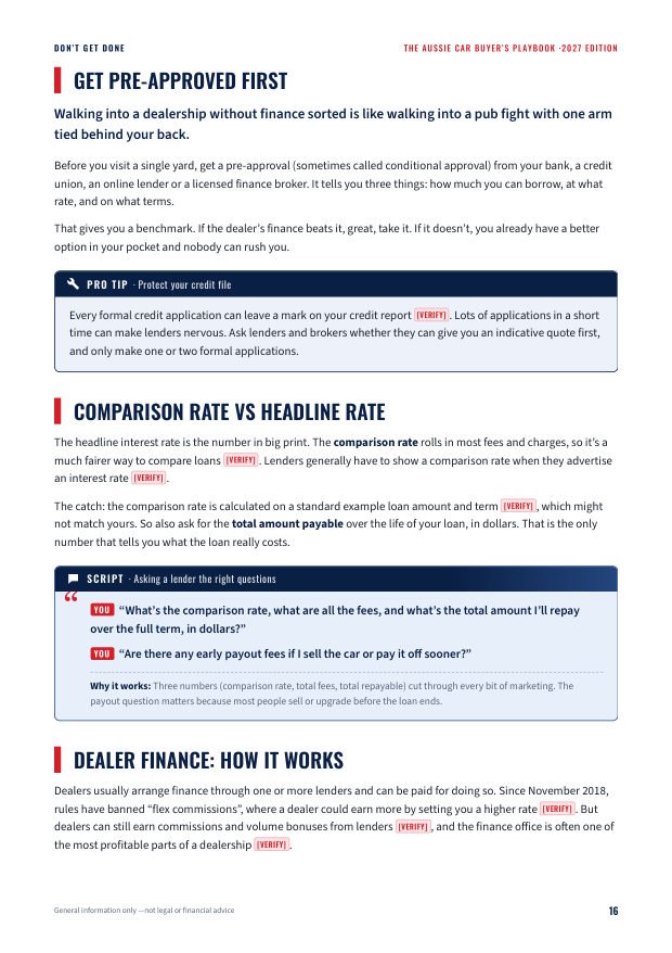 Finance chapter page with Pro Tip and Script boxes